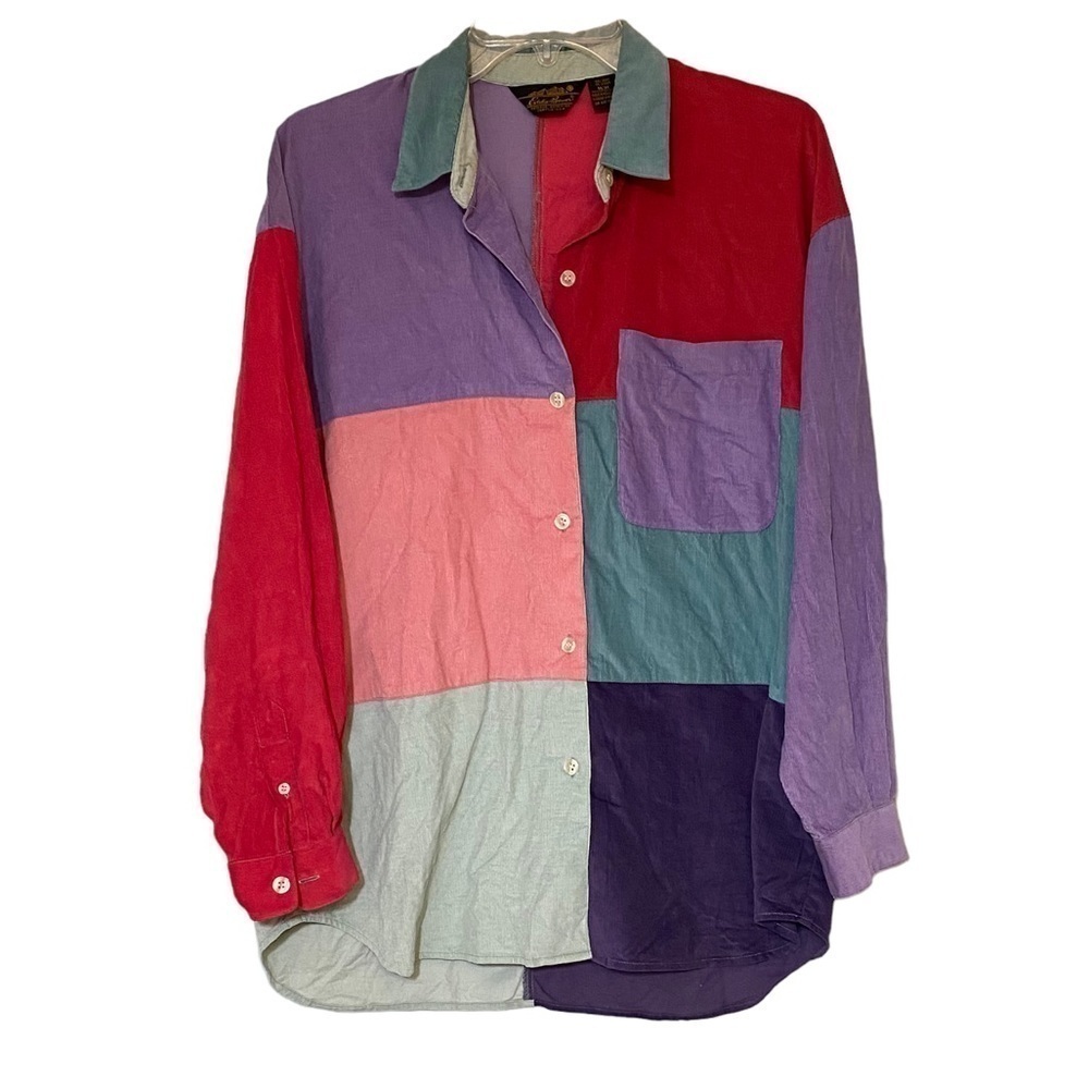 Vintage Color Block Corduroy Shacket Eddie Bauer Sz Medium